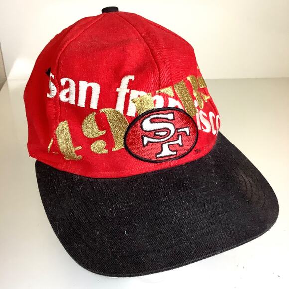Vtg 80s/90s San Francisco 49ers NFL Football Snapback Hat Cap Logo 7 Red Gold - Picture 1 of 12